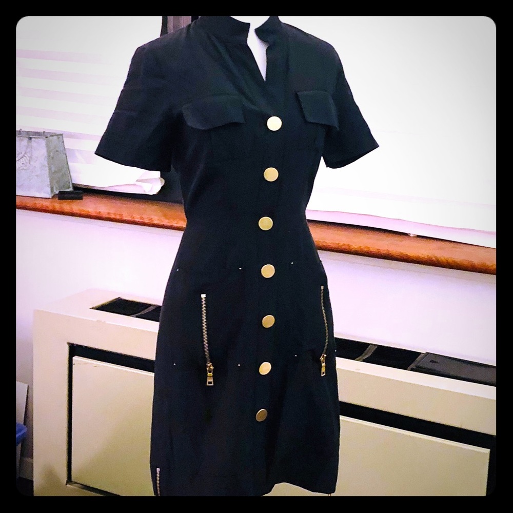 Andrew Marc Part-Silk Shirt Dress